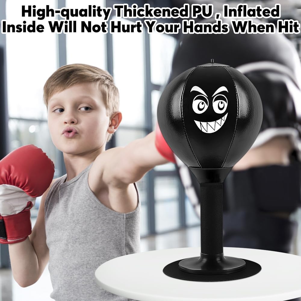 Punching bag bouncing back after hit