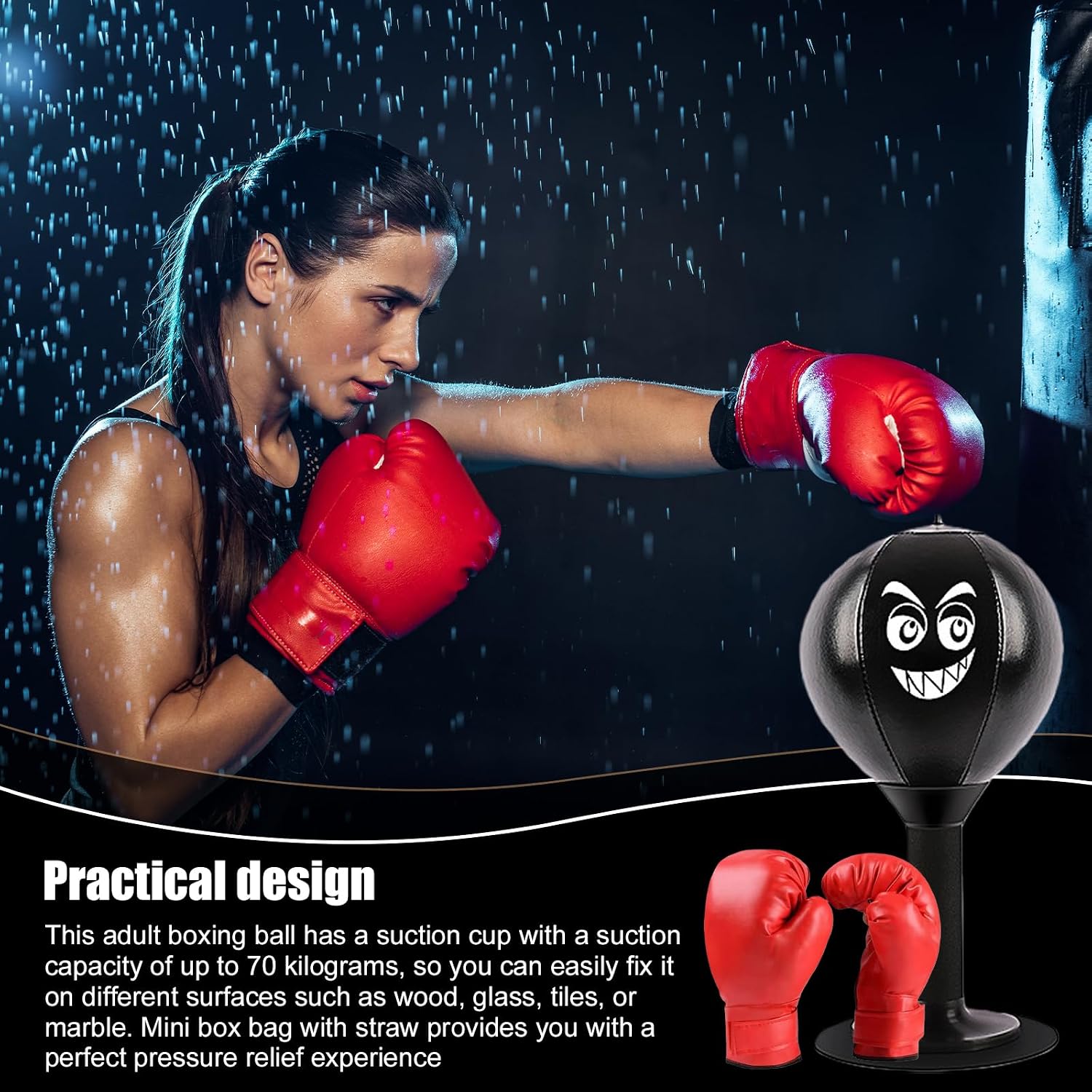 Mini punching bag suction cup product