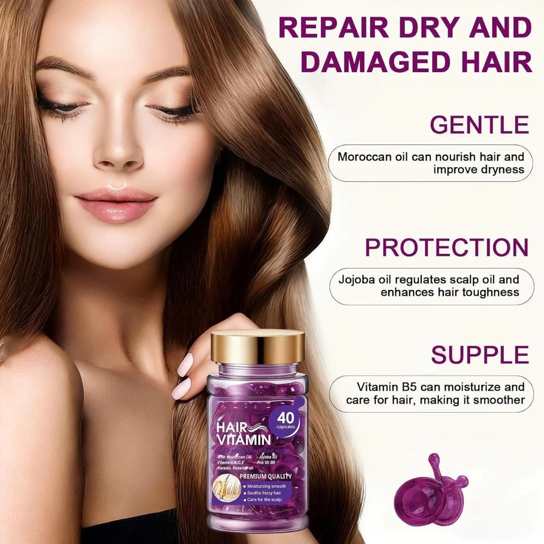 Glossy smooth hair after capsule treatment