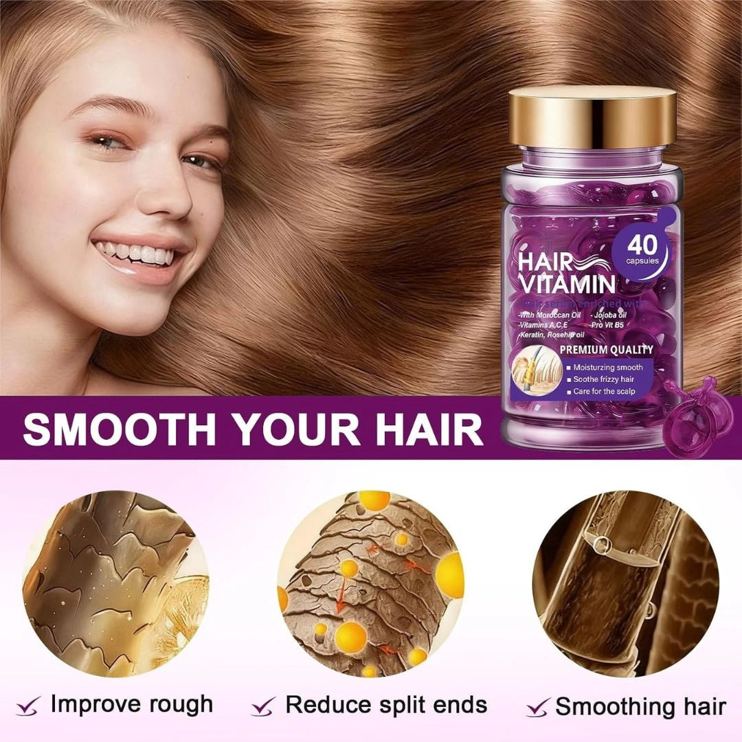 Hair oil capsule serum on fingertips