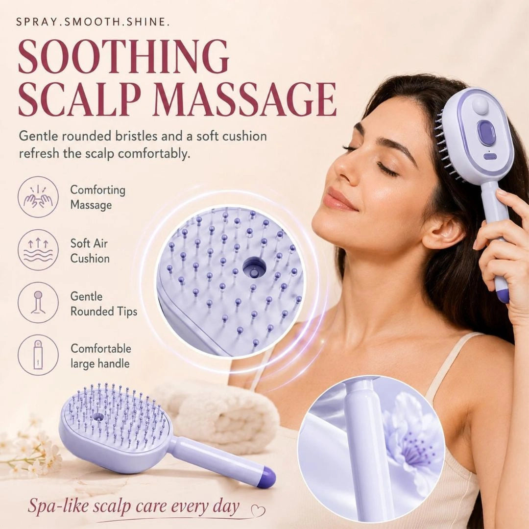 Air cushion bristles flexing on scalp